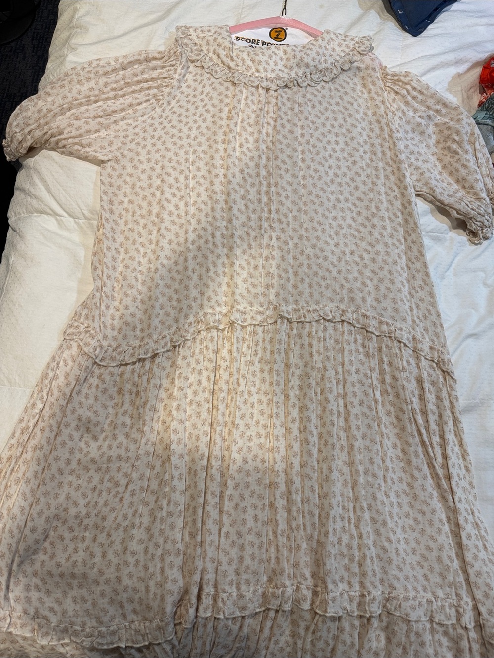 Zara Casual Cream Floral Ruffle-Trim Women’s Top